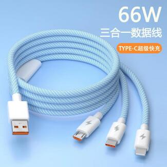 3-in- 1Colourful Nylon Braided Data Cable